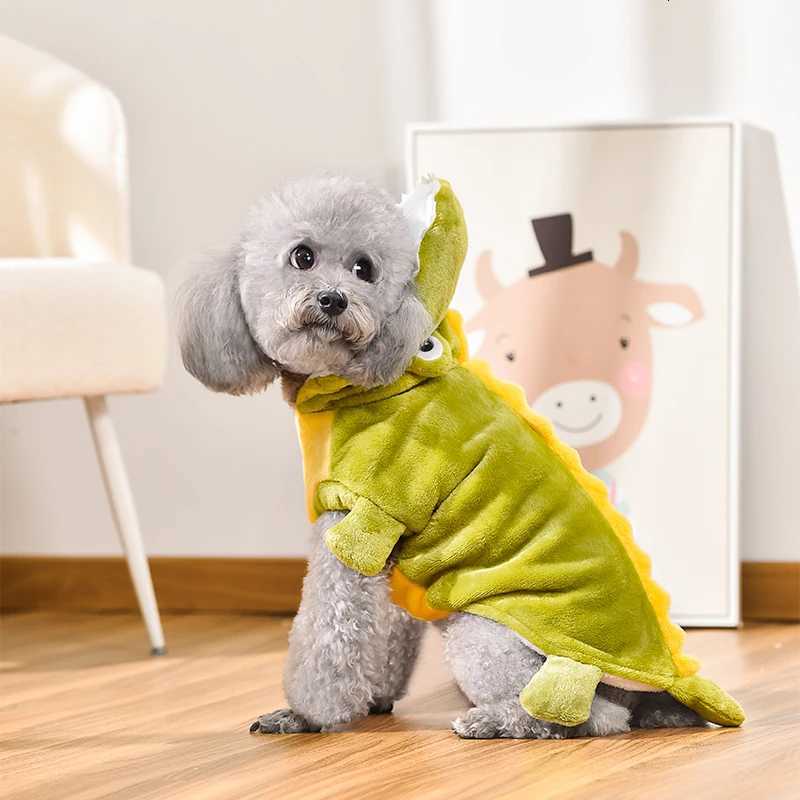 XS5XL Funny Dinosaur Doggie et Halloween Dog Costume Green Thicken Warm Pet Clothes Small Medium Puppy Wear Suit W250904
