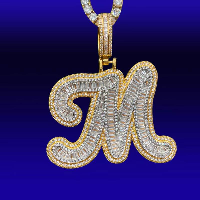 High Quality Single Letter Pendant Brass DIY Personality Creative Gold Plated Necklace