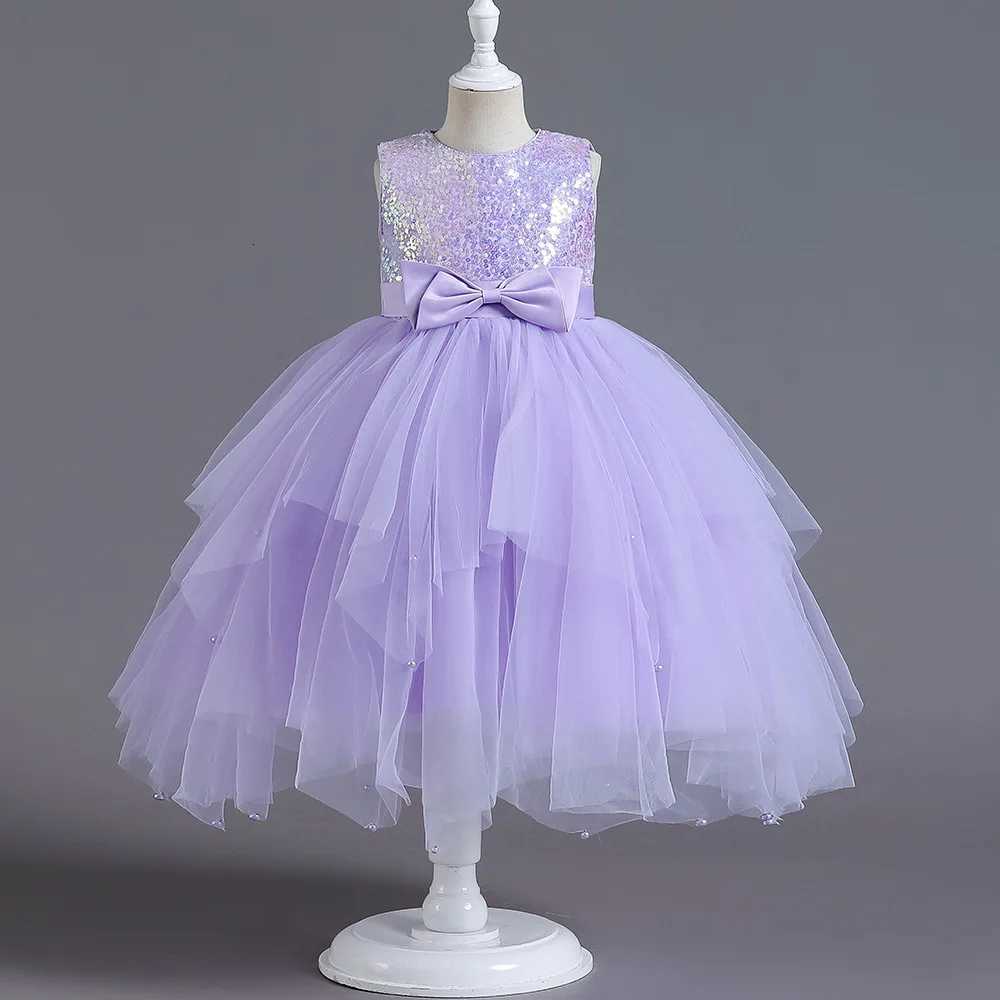 2025 Lilac Girl Party Dresses For Children Girl Dresses Performance Junior Dress Wedding Evening Prom Holiday Skirt Costume Z250904