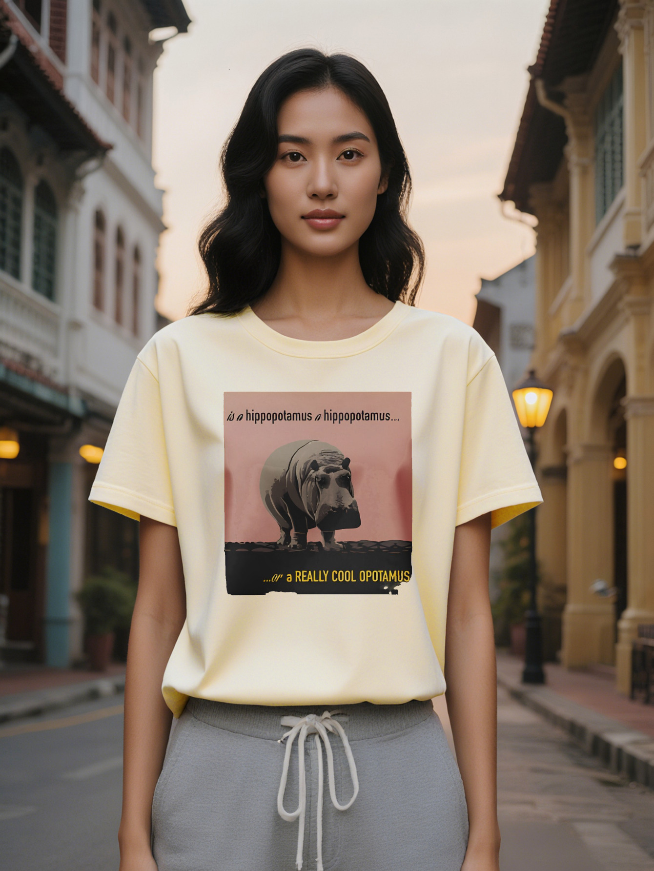 Large XL Lady Casual Crew Neck T-Shirt with Hippos I'm a Really Cool Opossum Design Black Short Sleeve Tee Perfect Gift for Plus Size