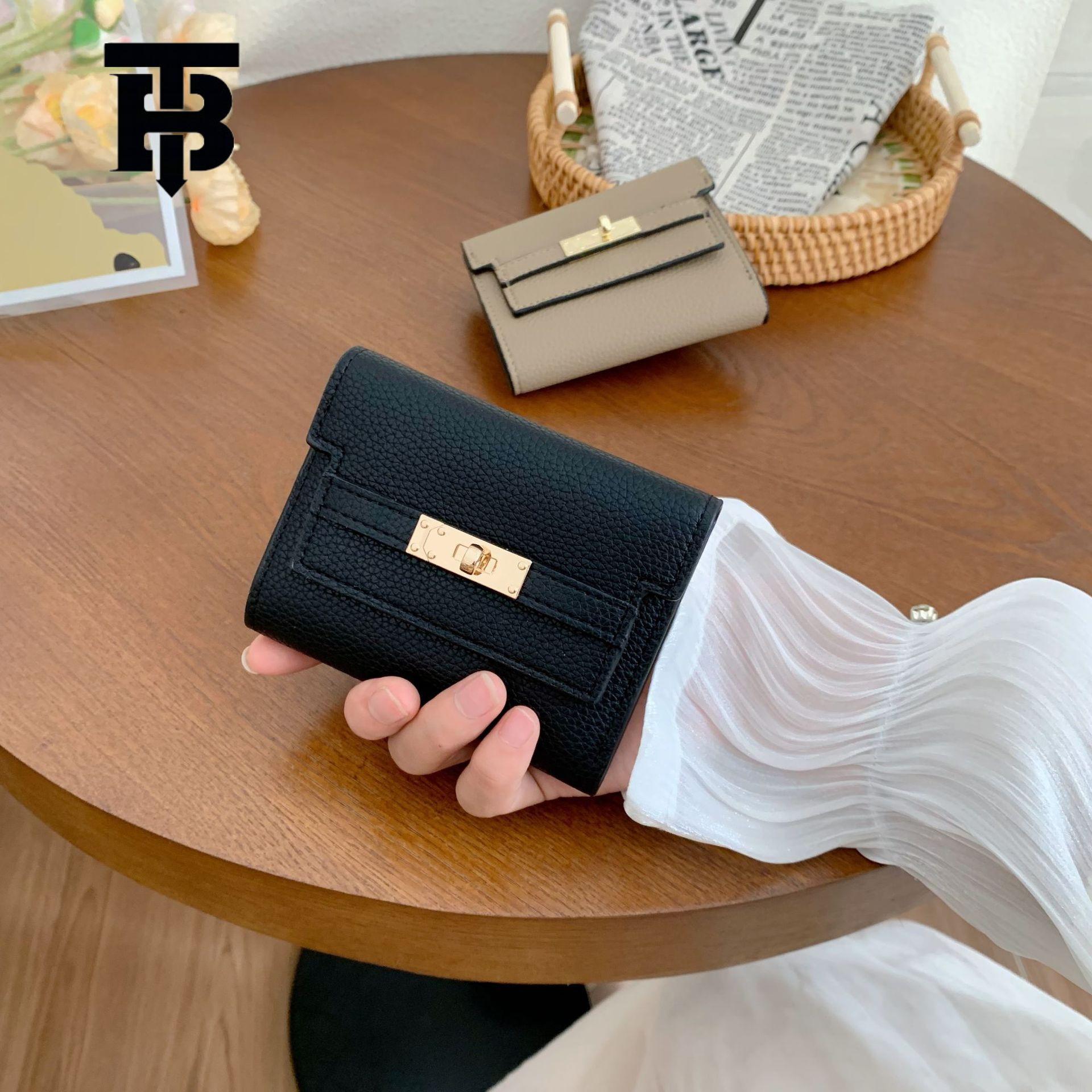 TB BHULAMTE Women's Wallet INS Style Small Wallet Designer s bag High-end Feel Small Foldable Wallet Short Clutch Cross-border Wallet