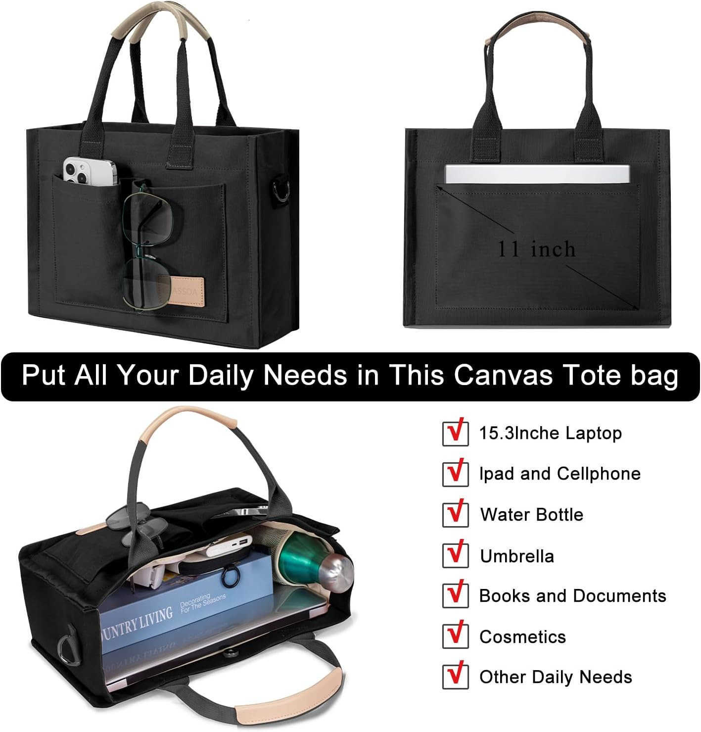 Tote Bags for Women Canvas Tote Purse Crossbody with Pockets Top Handle Shoulder Satchel Bag for WomenW250904