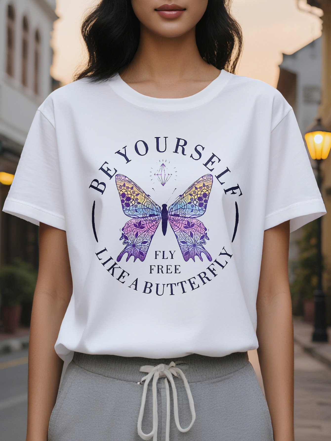 Atmosphere Make Your Own Pattern T-Shirt Women's Short Sleeve Top Cotton Suitable for Summer Elegant