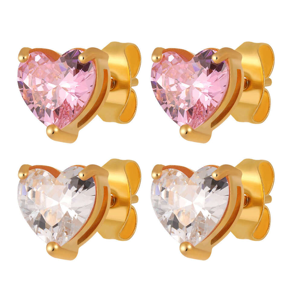 Korean Version New Light Elegant Heart-Shaped Dia-Studded Fashionable Personality Versatile Simple High-End Claw Dia Earrings