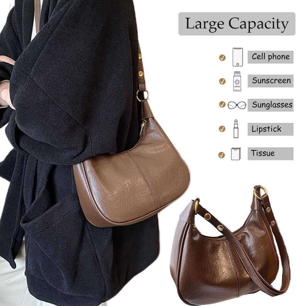 Small Hobo Bag for Women Crescent Retro Tote Handbags PU Leather Shoulder Bag 2025 M250903