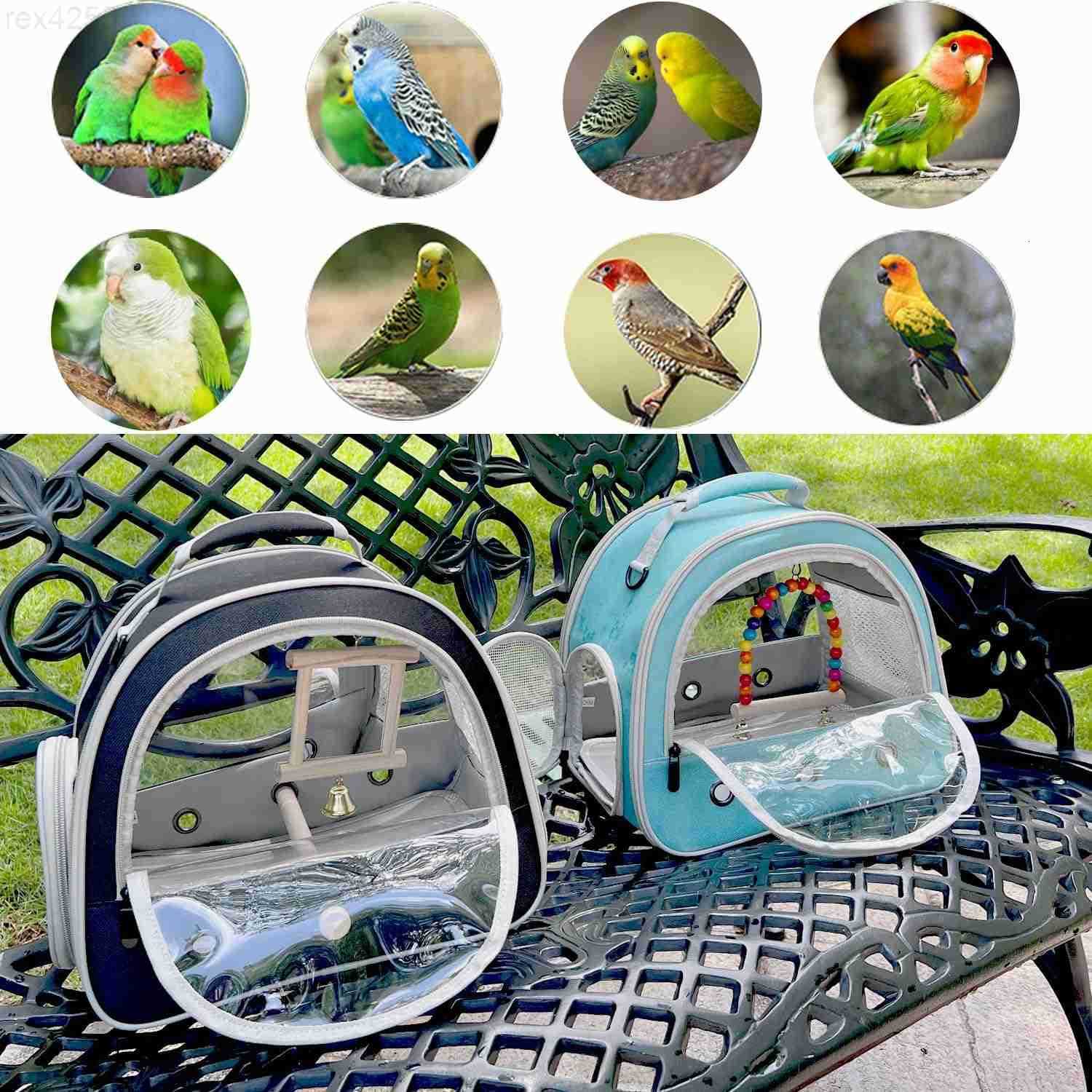 Travel Cage Carrier with Small Swing ToyCage Colorful Toys Set Small Bird Parakeet Bag with Standing Perch Bird Carry Transport Bag Black CarreirSwiW2