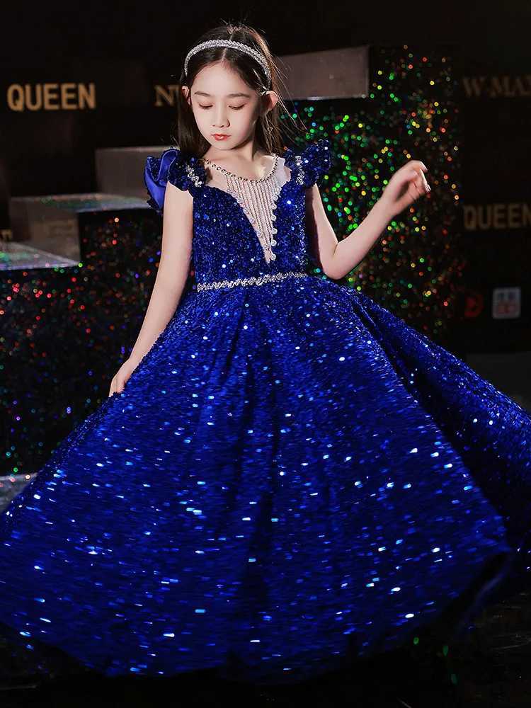 Princess Dress Sequin Evening Weddings Long Dresses Elegant Formal Ball Gown For Girls Birthday Gift 1-14Y Z250904