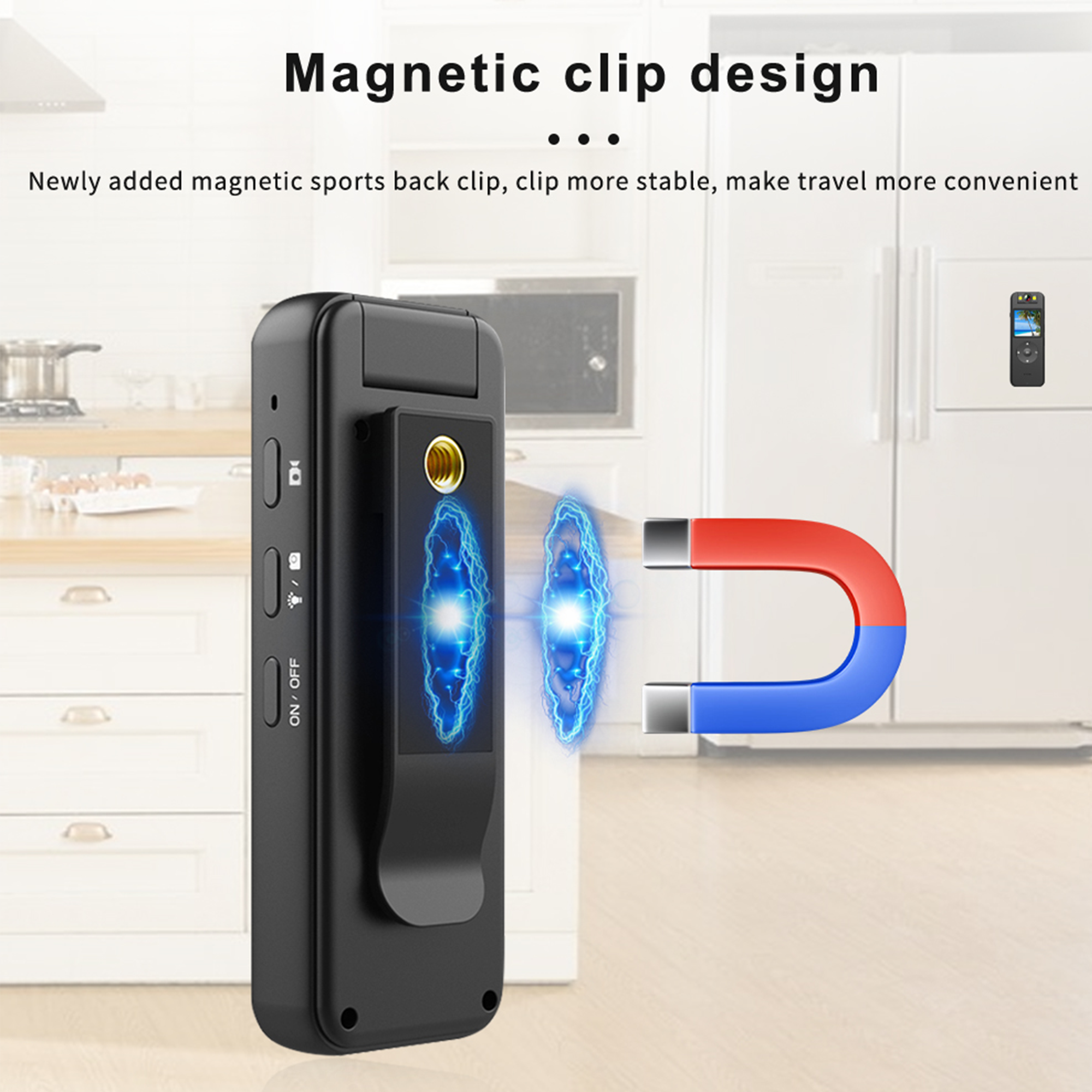 4K Pocket Action Camera, 4H+ battery life, 180° Handheld DV, Wearable Body Cam,1400mAh Vlogging Camera 128G Card, With 1/4 Screw Bracket