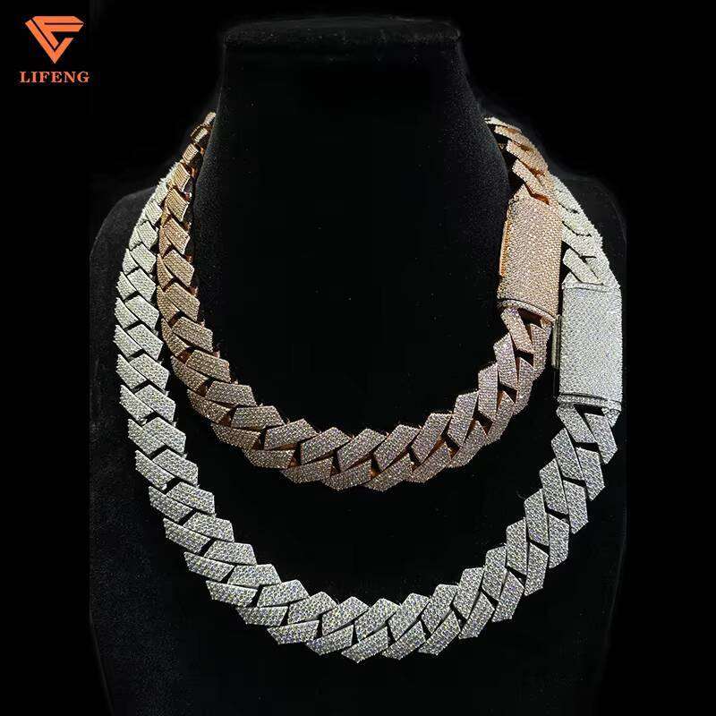 Pass Diamond Test Cuban Link Chain 20mm 4 Rows with GRA VVS Moissanite Necklace 925 Silver for Rapper HipHop Jewelry Men