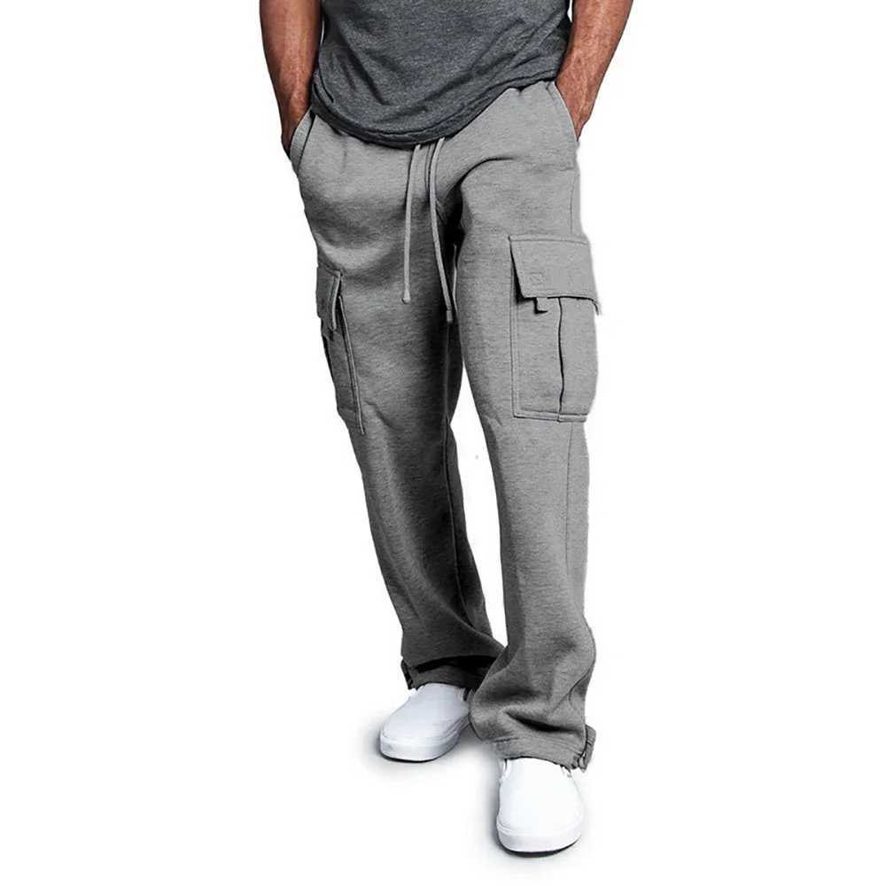 Mens Sweatpants Straight Fit Joggers for Sports and Streetwear Loose Oversized Drawstring Long Pants Men Multipocket PantsXJ250904