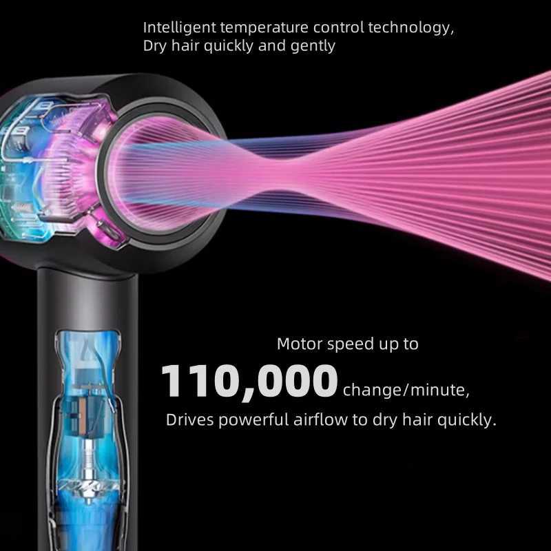 Super Hair Dryer Leafless High Speed Negative Ion Hair Care 160000RPM Fas Dry 220V Super Home Hair Salon Blow Dryer hairdryerW250904