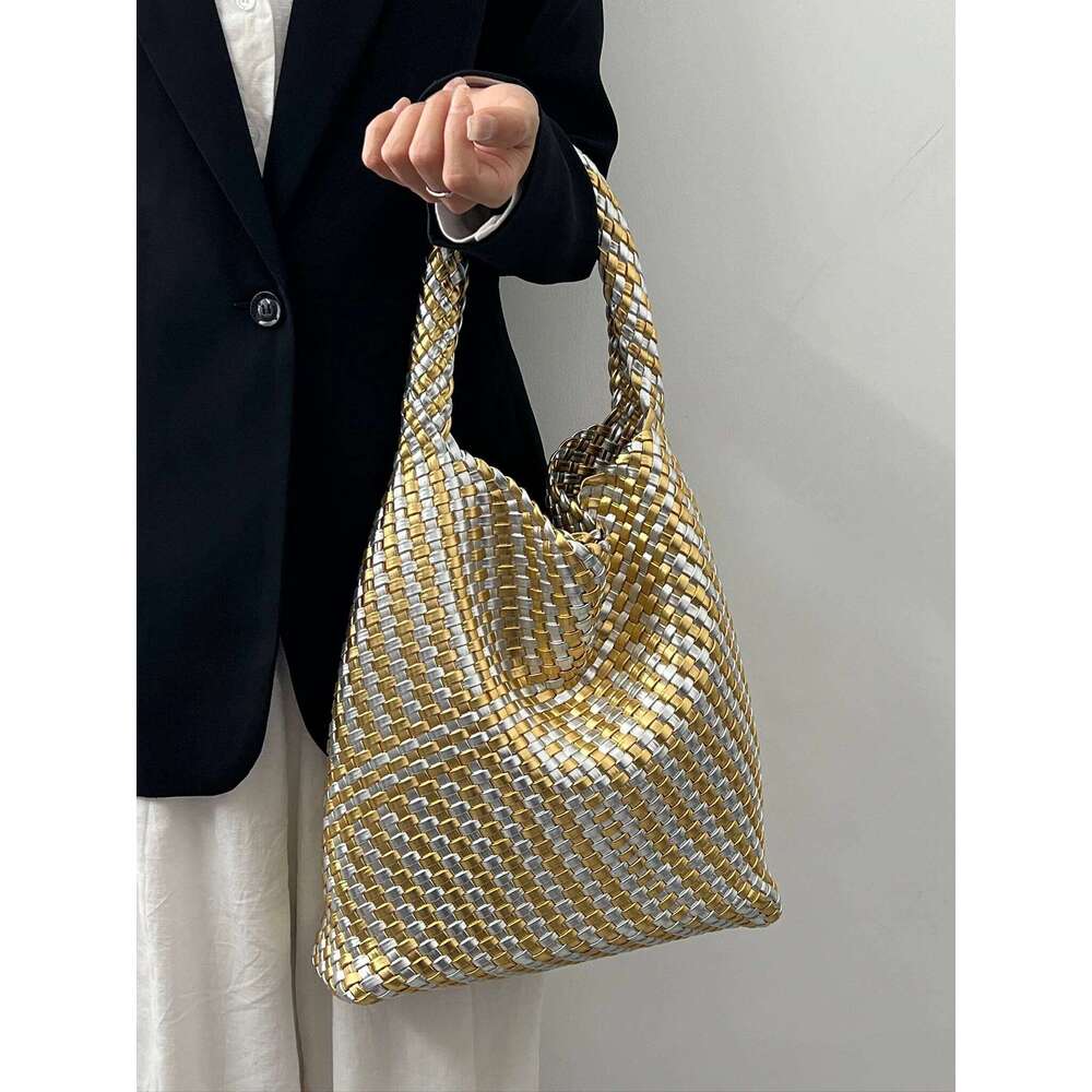Shoulder Woven Bag For Women Europe And The United States Popular PU Leather Soft Fabric Women Underarm Bag