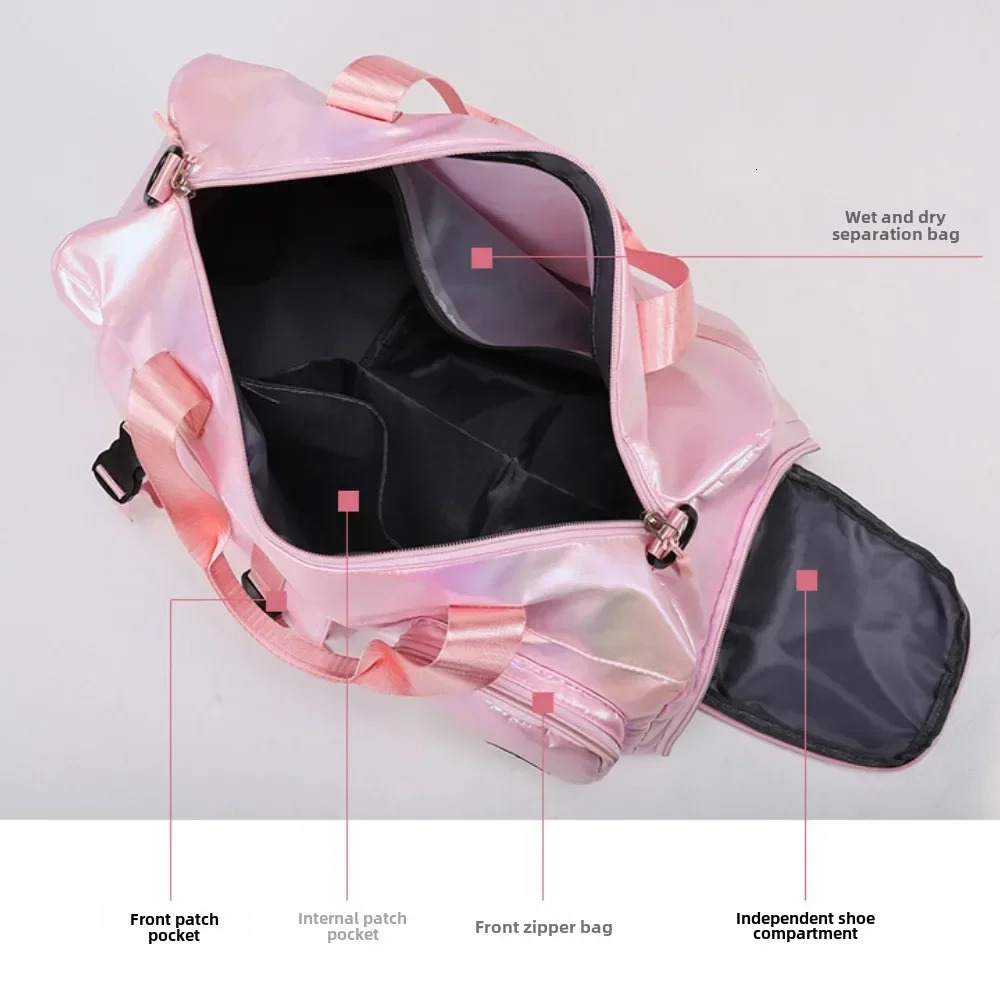 Large Capacity Foldable Duffel Bag Womens Waterproof Luggage Organizer Bag Dry Wet Separation Travel Shoulder Tote Bag Handbag 250903