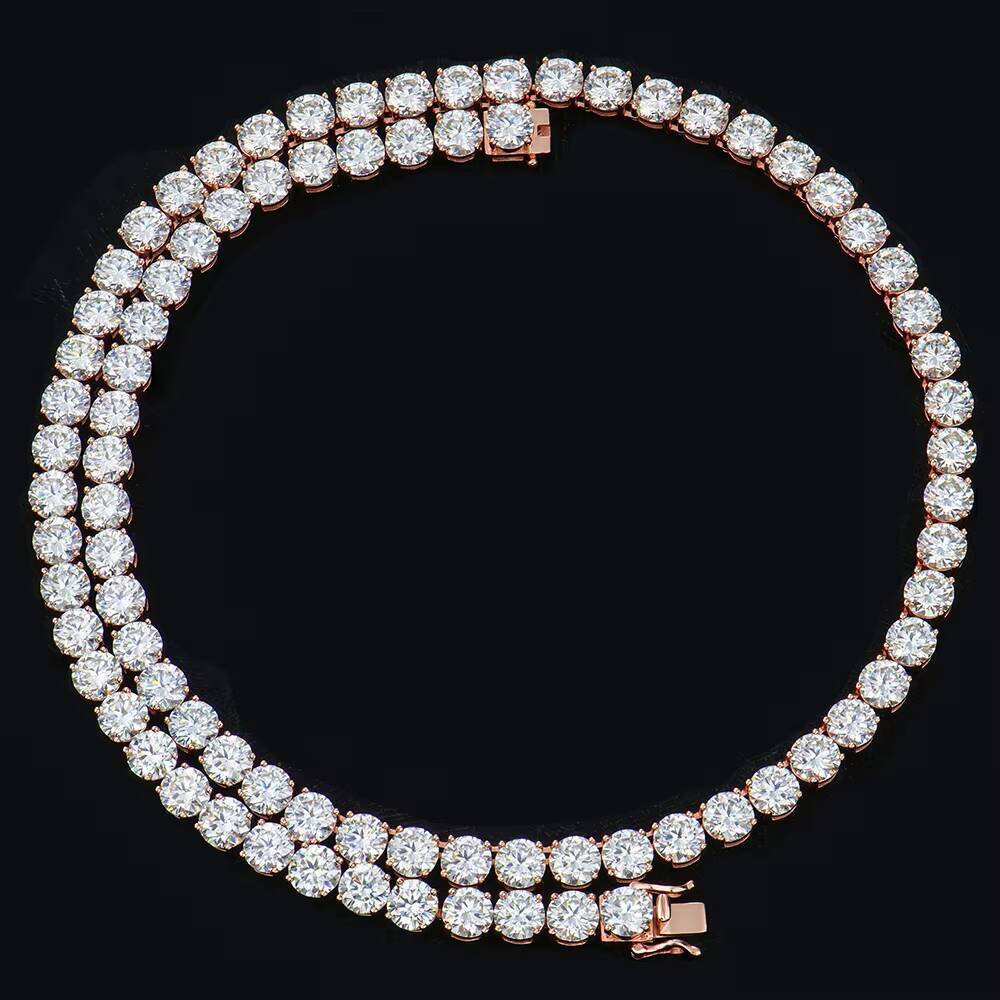 Rose Gold Plated Over S925 Necklace with SingleRow 6mm HipHop Moissanite Tennis Chain Simplicity Meets Elegance Classic Charm