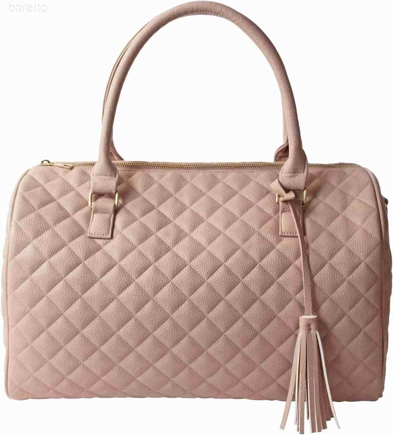 Womens Quilted Weekender Duffle Carry Bags Overnight Travel Handbag Shoulder Tote Trolley Handle Luggage TSA Approved Bag Quad Duffle 43 Pink03 M25090