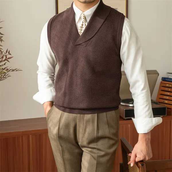 Men Autumn Winter Sleeveless Knitted Vest Casual Business Slimfitting Mens Sweater Knitwear Top V NeckXJ250904