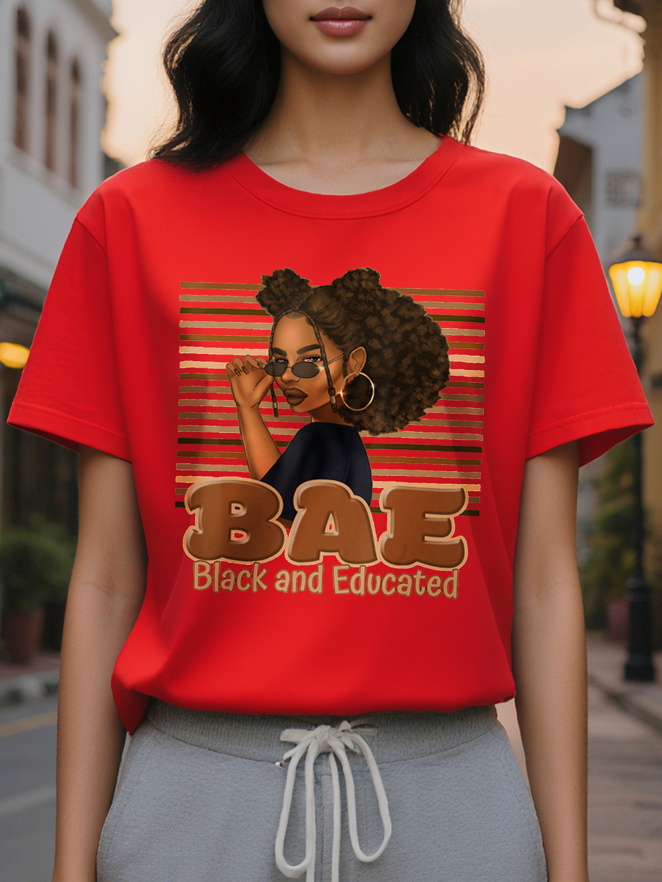 ibrant Tsartun Tshirts Letter Print Crew Neck T Shirt Soft Mid Elasticity Cotton Fabric hine Washable Regular