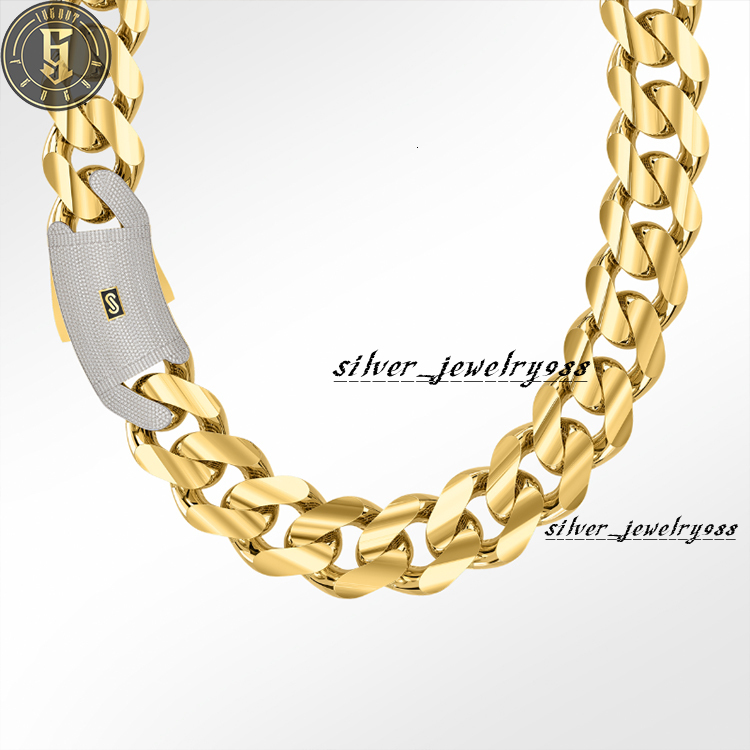 Monaco Chain Hip Hop Jewelry Wholesale14K 18K Gold Plated Iced Out Lock Choker Heavy Miami Cuban Link Chain for Men Women