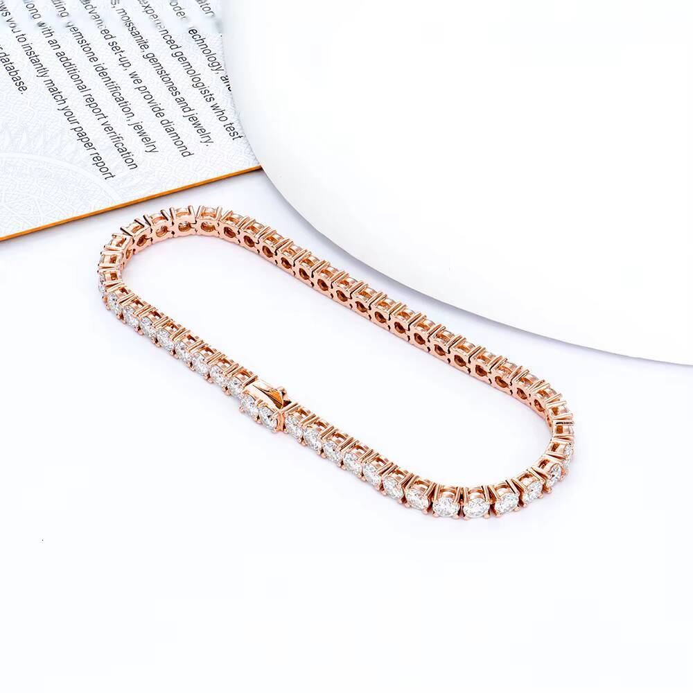 GRA Certified 925 Silver 4mm Iced Out Moissanite Tennis Pass Diamond Tester 925 Sterling Silver Moissanite Tennis Chain