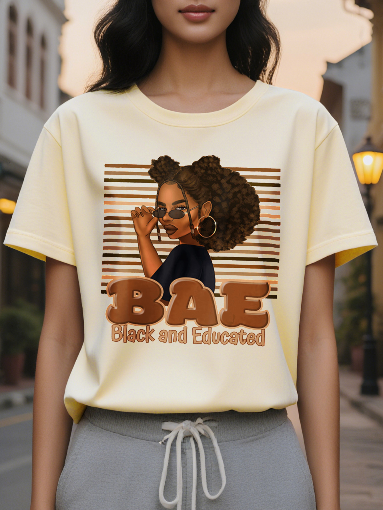 ibrant Tsartun Tshirts Letter Print Crew Neck T Shirt Soft Mid Elasticity Cotton Fabric hine Washable Regular