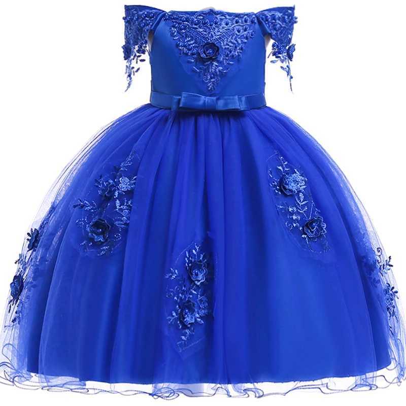 Girls Lace Beaded Formal Evening Dress Wedding Princess Flower Clothing Girl Childrens Costume Party Baby Girl Clothes Z250904