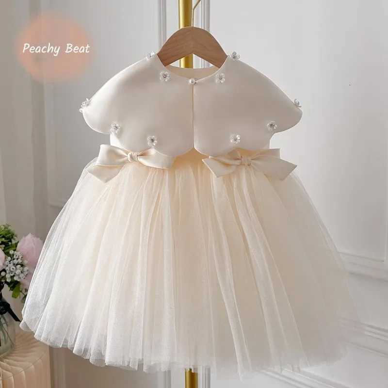 Baby Girl Princess Bow Silk Tutu Dress Sleeveless Infant Toddler Child Elegant Solid Vestido Birthday Party Baby Clothes 1-5Y Z250904