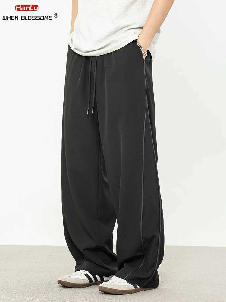 Retro Color Block Side Stripe Casual Pants Men Loose Fit Straight Leg Streetwear Jogger Vintage Sweatpants Spring Summer FashionXJ250904