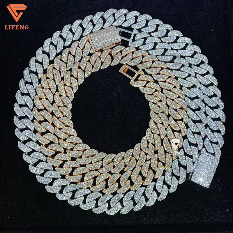 New Arrivals Hip Hop Rapper Necklace Gold Plated 925Silver Iced Out Vvs Moissanite Miami Raised Cuban Link Chain Diamond Handset