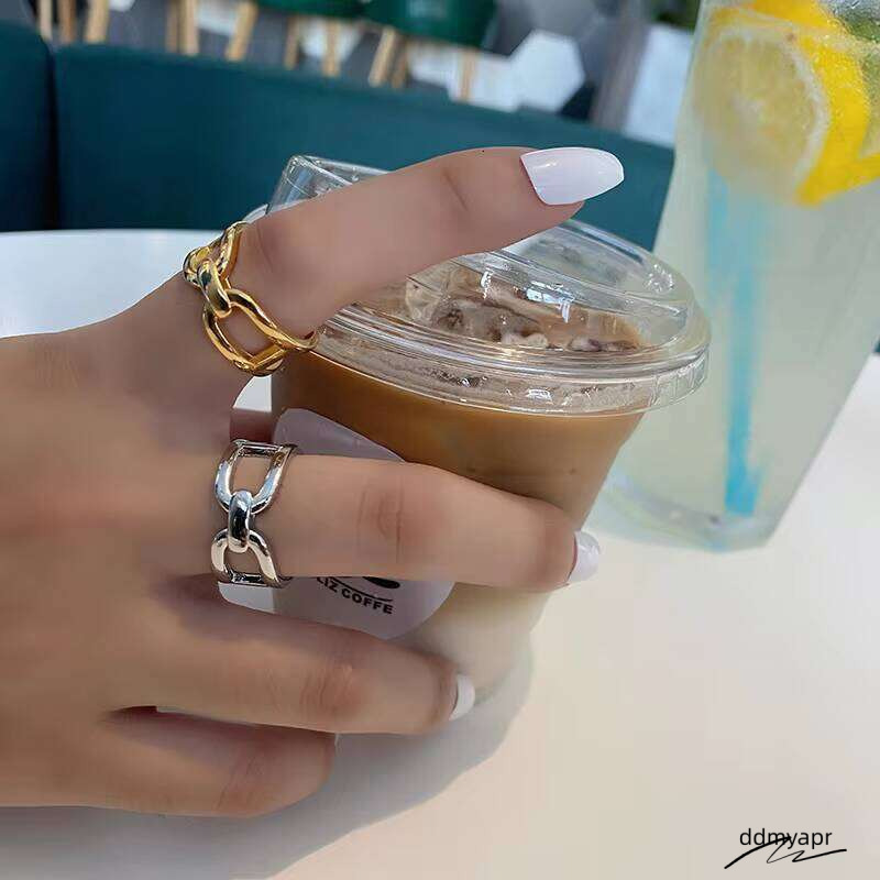Geometric Gold Stainless Steel - Adjustable Open Cuff Minimalist Finger Ring For Women Ddmyday & Men (Trendy 2025 Spring Collection) Ddmyday