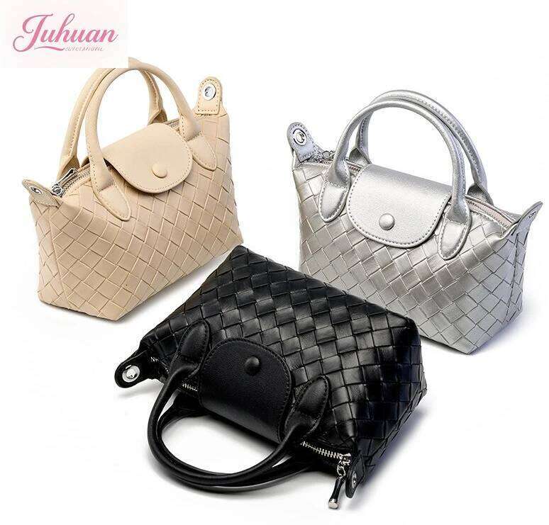 Hot Selling Niche Design Leather Trendy Lady New Cowhide Woven Women's Dumpling Mobile Phone Bags Portable Messenger Bag Girl Designer Bags