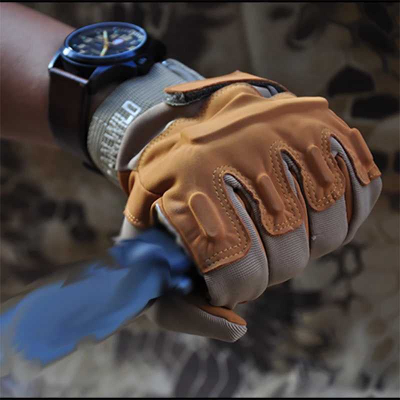 Combat Tactical Gloves Men Training Full Finger Camouflage Accory Paintball Hunting Gloves Soldier Shoot Bicyc MittensXJ250904