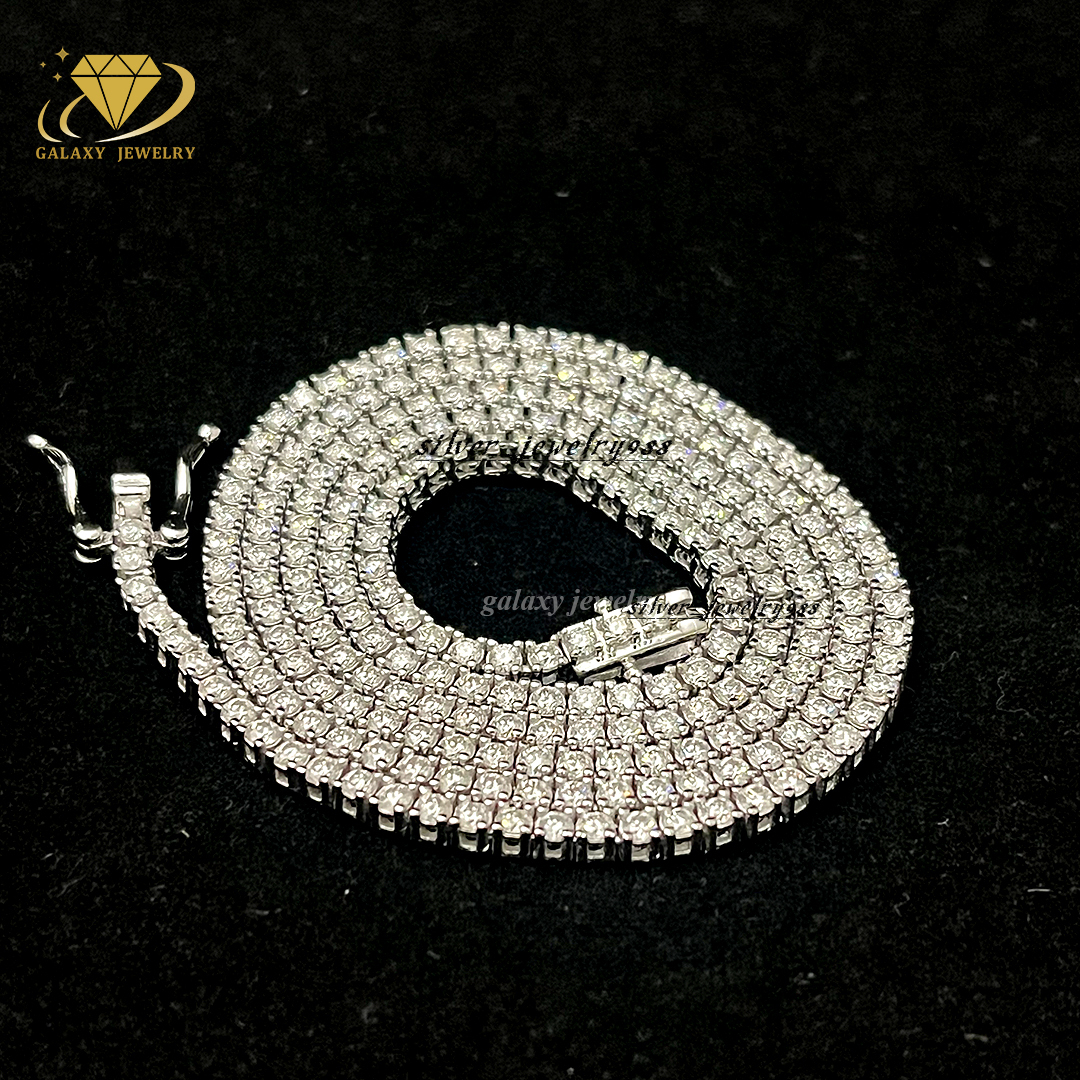 Ready to Ship Moissanite Tennis Chain Diamond Prong Set 925 Sterling Silver Eternity Band Glow Necklace Moissanite VVS Bracelet