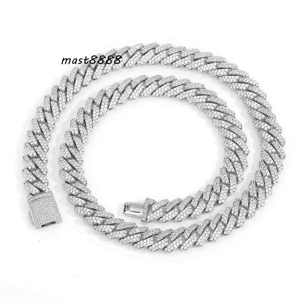 Hip Hop Mens Gold Plated 10mm DiamondEmbellished Cuban Chain Necklace Brass Strand Jewelry with Zircon Main Stone