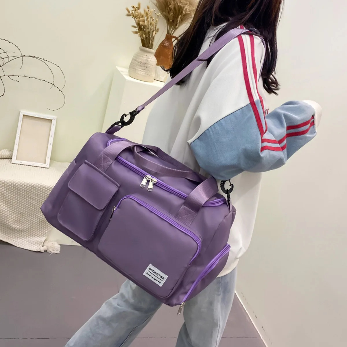 Unixinu Carry on Travel Bag Large Capacity Weekender Overnight Duffle Bags with Shoe Compartment Sports Fitness Bags for Women 250903