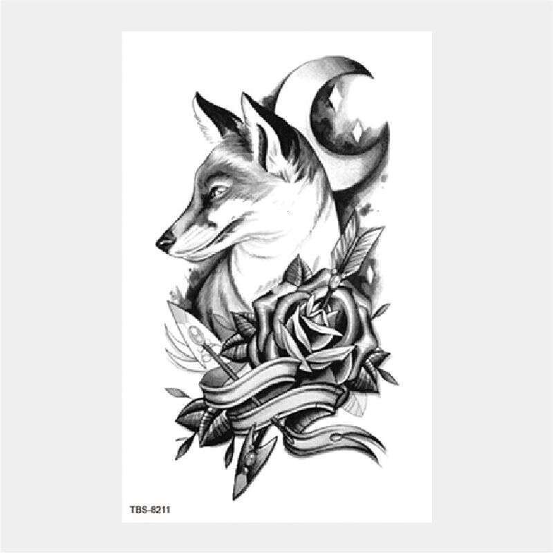 Black Animal Mandala Flower Disposable Tattoo Sticker TBS Series