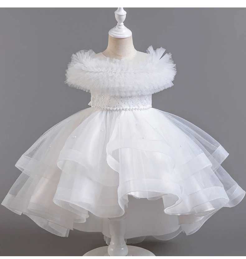 A2401 Childrens Boutique Dinner Party Formal Dress Princess White Elegant Glitter Ball Gown Baby Girls Birthday Party Dresses Z250904
