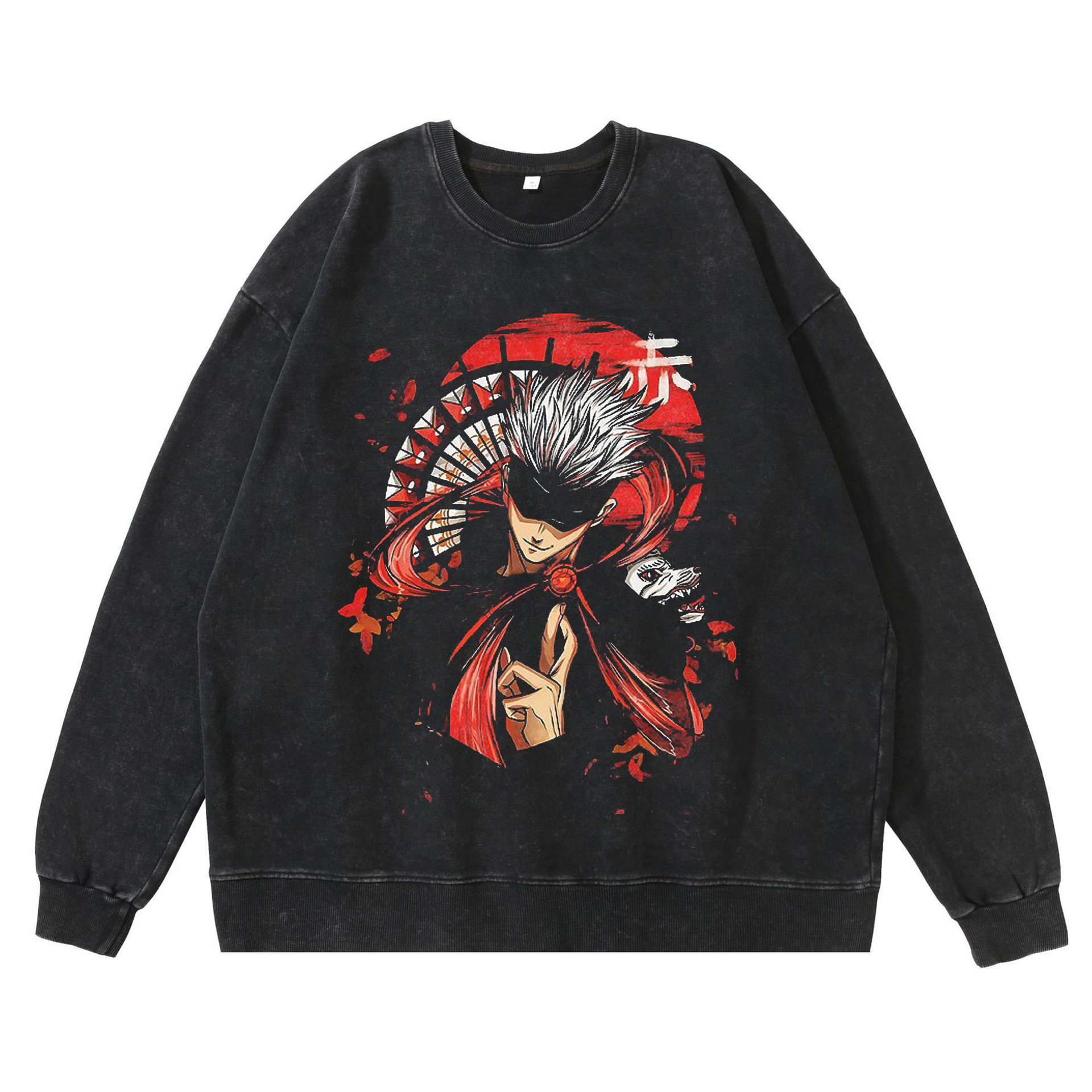 360g Heavyweight Washed Vintage Hoodie Street Hip-Hop Anime Gojo Satoru Jujutsu Kaisen Cotton Autumn Hoodie - TT8207