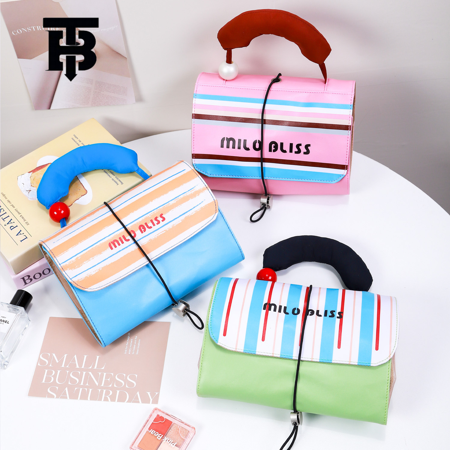 TB BHULAMTE New Designer s bag Style Handheld Color-Block Makeup Bag Large Capacity PU Leather Cosmetic Organizer Portable Travel Storage Toiletry Bag