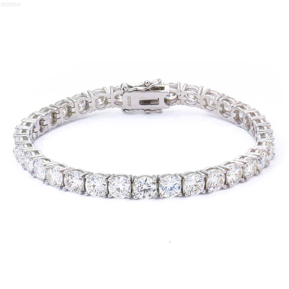 Hip Hop Jewelry 5mm Moissanite Tennis Bracelet White Gold Plated 925 Sterling Silver Fine Chain Link Bracelets for Women for Men