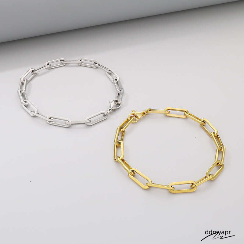 Unisex Chunky Ddmyday Square Link Chain Necklace & Bracelet Stainless Steel Minimalist Jewelry Ddmyday