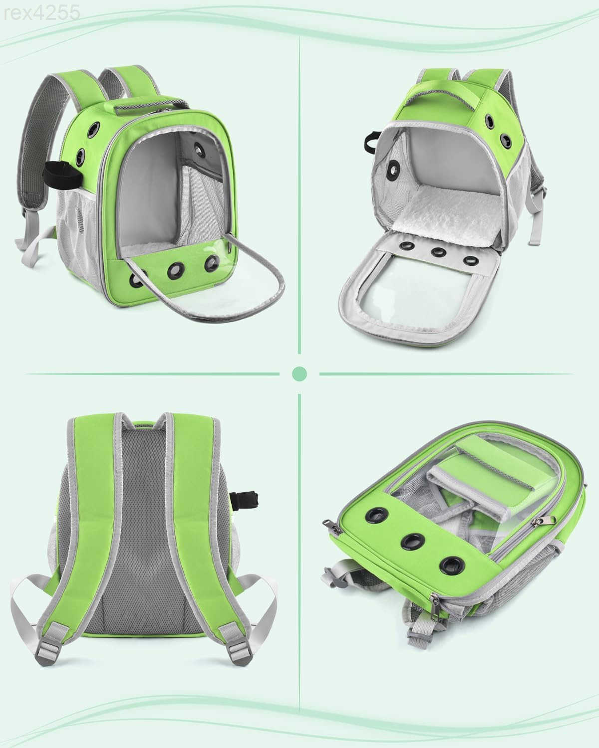 Backpack Portable Rabbit Travel Carring Bag for Pet Bunny Chinchilla Bearded Dragon Hamster Parrot Outgoing Pouch Case with Water Bottle Holder DW2509