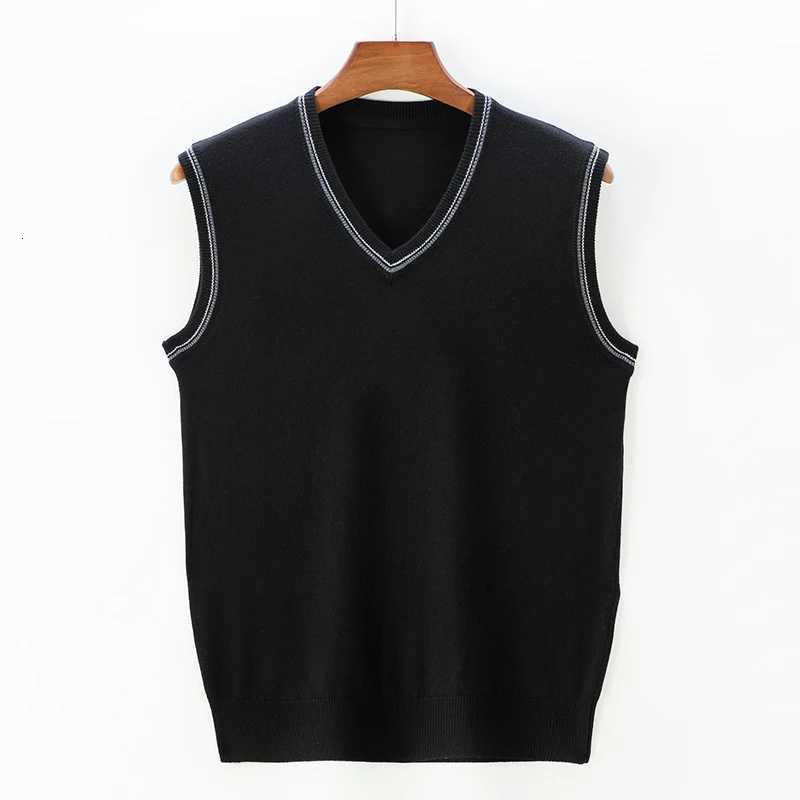Fashionable and Handsome Sweaters Vests 2024 Autumn Vneck Sleeveless Business Casual Sweater Mens Clothing Pull Homme ChalecosXJ250904