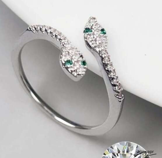 Dual Snake - Adjustable Open Cuff Fashion Ring For Women | Sterling Sier Plated Cubic Zirconia Ddmyday Statement Finger Jewelry Ddmyday