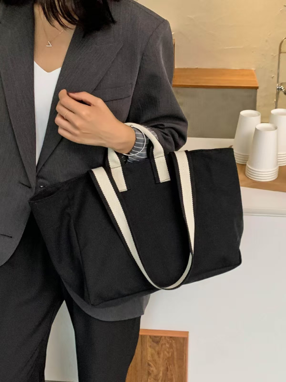 Casual Canvas Women's Single oulder Environmentally Friendly Large Capaci Horizontal Tote Bag for Workluxury bag tote bagShopping storage handbag
