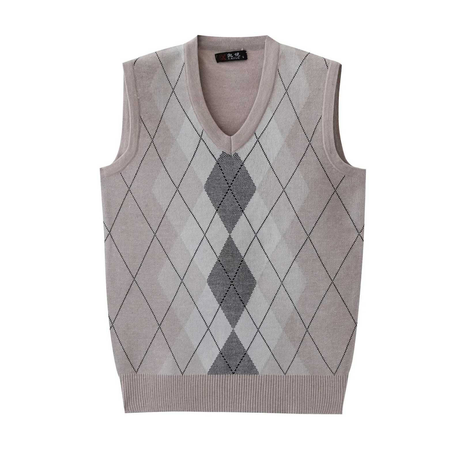 Spring Autumn Mens VNeck Sleeveless Pattern Pullover Vest Casual Knitted Sweater VestXJ250904