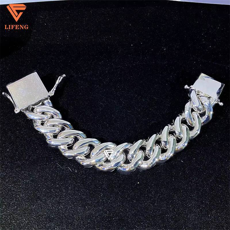 Lifeng Jewelry Moissanite Chain 28mm Bubble Cuban Bracelet Custom Cuban Link Chain Bracelet Hip Hop Cuban Link Chain 925 Silver