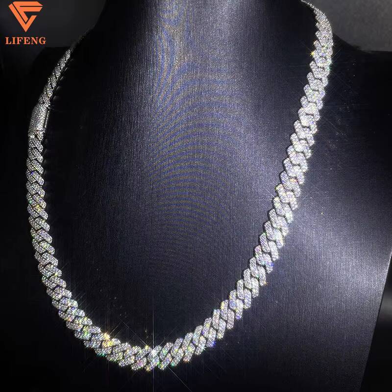 New 2024 Fashion Jewelry 925 Sterling Silver 10 MM 2 Rows Necklace Iced Out VVS Moissanite Diamonds Hip Hop Men Cuban Link Chain