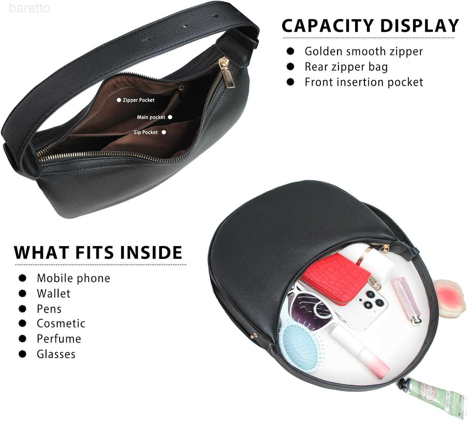 Women Crescent Shoulder HandbagLarge Capacity Crossbody Hobo Purse Trendy Crescent Bag Clutch Handbag with Adjustable Strap M250903