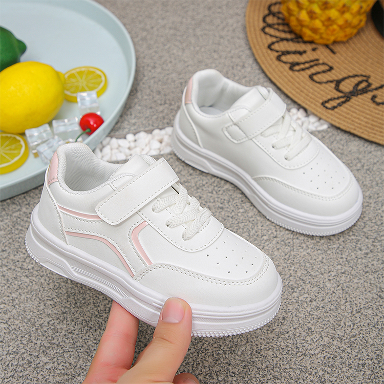 Spring and summer boys and girls soft-soled casual sneakers for primary school students, white sports shoes, comfortable and breathable