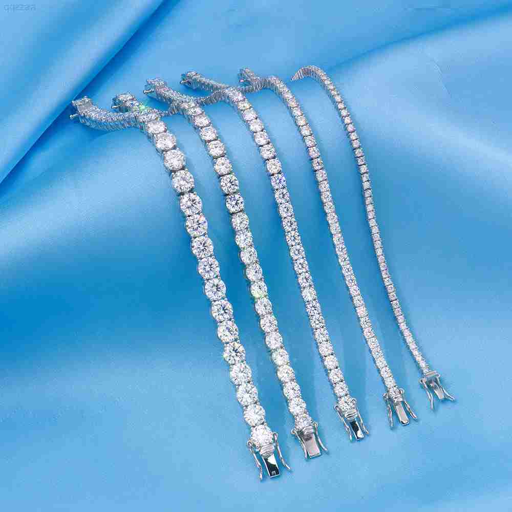 Wholesale 925 Sterling Silver Moissanite Tennis Chain Bracelet 2mm6mm Fashion for Women and Men Daily Wear